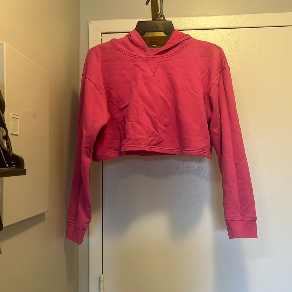 Pink Cropped Hoodie Sweater